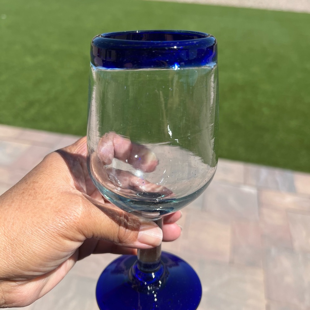 Mexican Handblown Wine Goblets - Picture 2 of 2